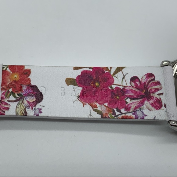 TED BAKER 36mm Belgravia Floral Printed Watch in White Leather Strap - Picture 13 of 14